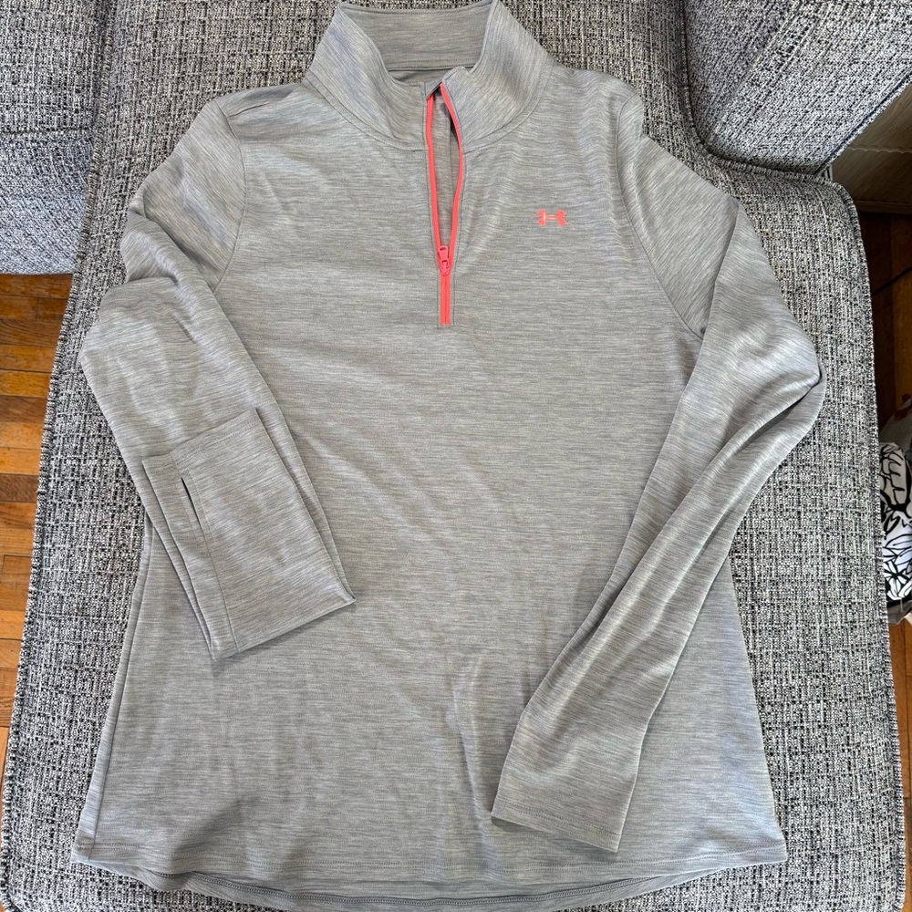 Under Armour Heather Gray Pullover with Pink Zipper